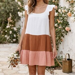 Peach Love California White Textured Tank Dress